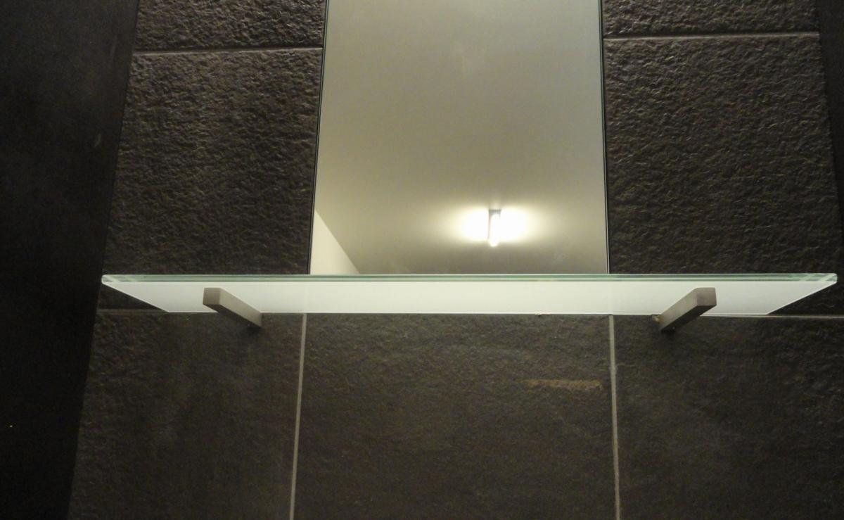 Opbergen - Legbank badkamer - Inox - Opaal glas