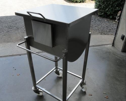 Industrie - Schepbak op wielen - Inox