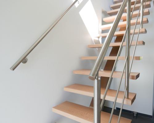 Leuning Juliana -Horizontaal - Inox - Rond + Balustrade Helena - Combi met glas - Inox - Glasklem