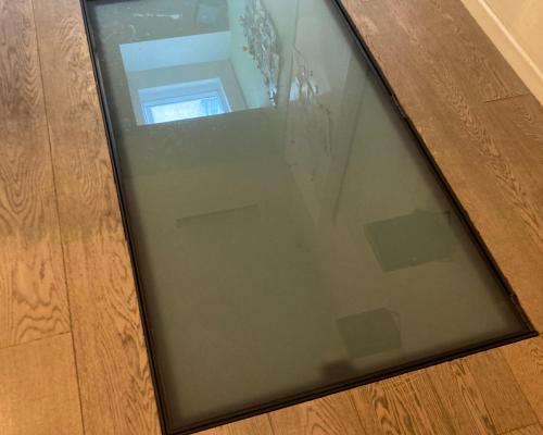 0035841 Kelderluik - Glas Opaal - Inox gelakt - Manueel - Binnen - Tochtdichting