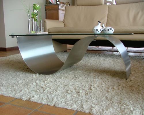 Tafels en onderstellen - Salontafel - Inox rechtlijnig geborsteld - Glas