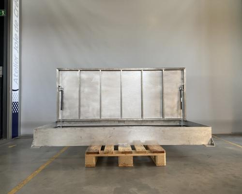 0035484 Kelderluik - Hout - Inox - Manueel - Binnen - Tochtdichting